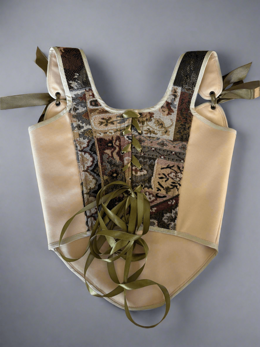 Lace - up Vintage Tapestry Corset Top, "Deer” Pattern - Stashe