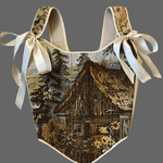 Lace - up Vintage Tapestry Corset Top, "Forest Hut” Pattern - Stashe