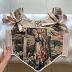 Lace - up Vintage Tapestry Corset Top, "Girl with Geese” Pattern - Stashe