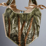 Lace - up Vintage Tapestry Corset Top, "Palm Trees” Pattern - Stashe