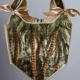 Lace - up Vintage Tapestry Corset Top, "Palm Trees” Pattern - Stashe