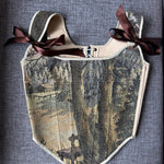 Lace - up Vintage Tapestry Corset Top, “Quite Forest” Pattern - Stashe