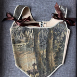 Lace - up Vintage Tapestry Corset Top, “Quite Forest” Pattern - Stashe