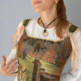 Lace - up Vintage Tapestry Corset Top, "Scenic Well in the Woods” Pattern - Stashe