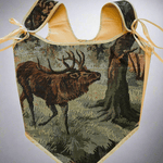 Lace - up Vintage Tapestry Corset Top, "Stag in Woods” Pattern - Stashe