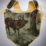 Lace - up Vintage Tapestry Corset Top, "Stag in Woods” Pattern - Stashe