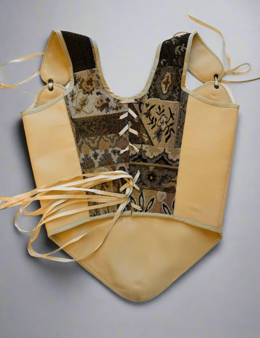 Lace - up Vintage Tapestry Corset Top, "Stag in Woods” Pattern - Stashe