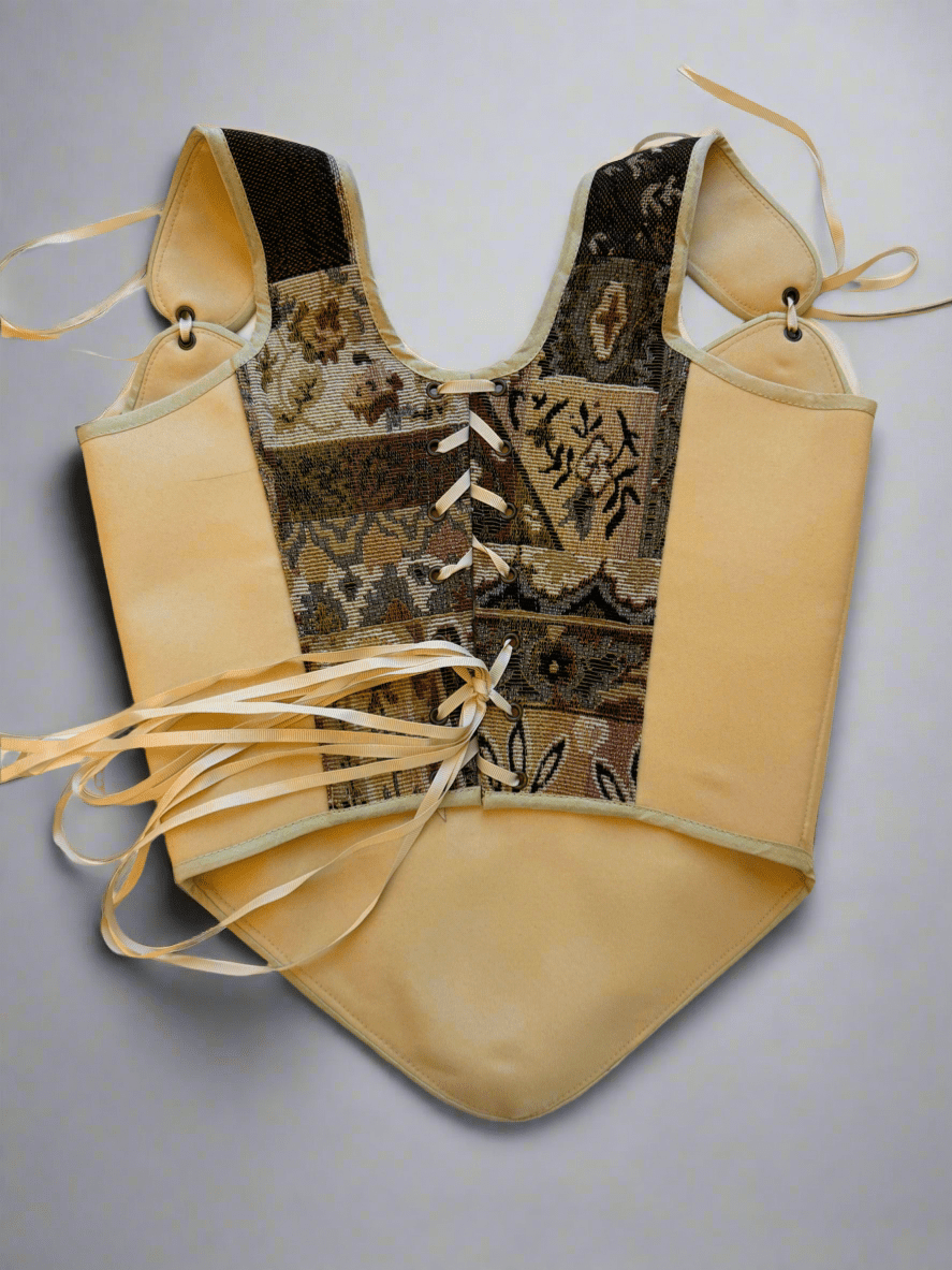 Lace - up Vintage Tapestry Corset Top, "Stag in Woods” Pattern - Stashe