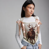 Lace - up Vintage Tapestry Corset Top, "Stag Majesty” Pattern - Stashe