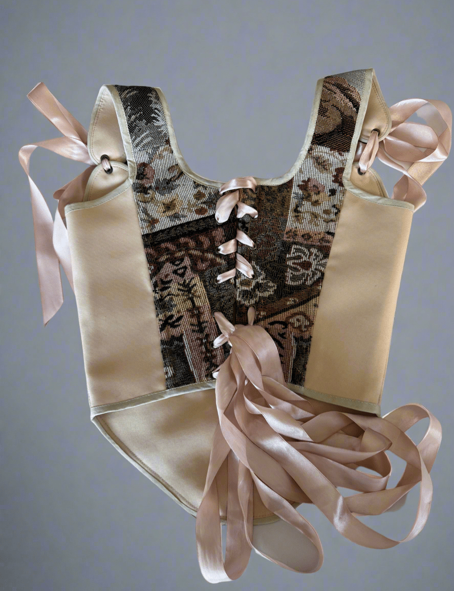 Lace - up Vintage Tapestry Corset Top, "Stag” Pattern - Stashe