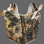 Lace - up Vintage Tapestry Corset Top, "Sunrise Forest” Pattern - Stashe