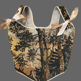 Lace - up Vintage Tapestry Corset Top, "Sunrise Forest” Pattern - Stashe