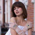 Long Gloves, "Eyes” in White - Stashe