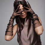 Long Gloves, “Pearls” in Black - Stashe