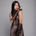 Long Gloves, “Pearls” in Black - Stashe