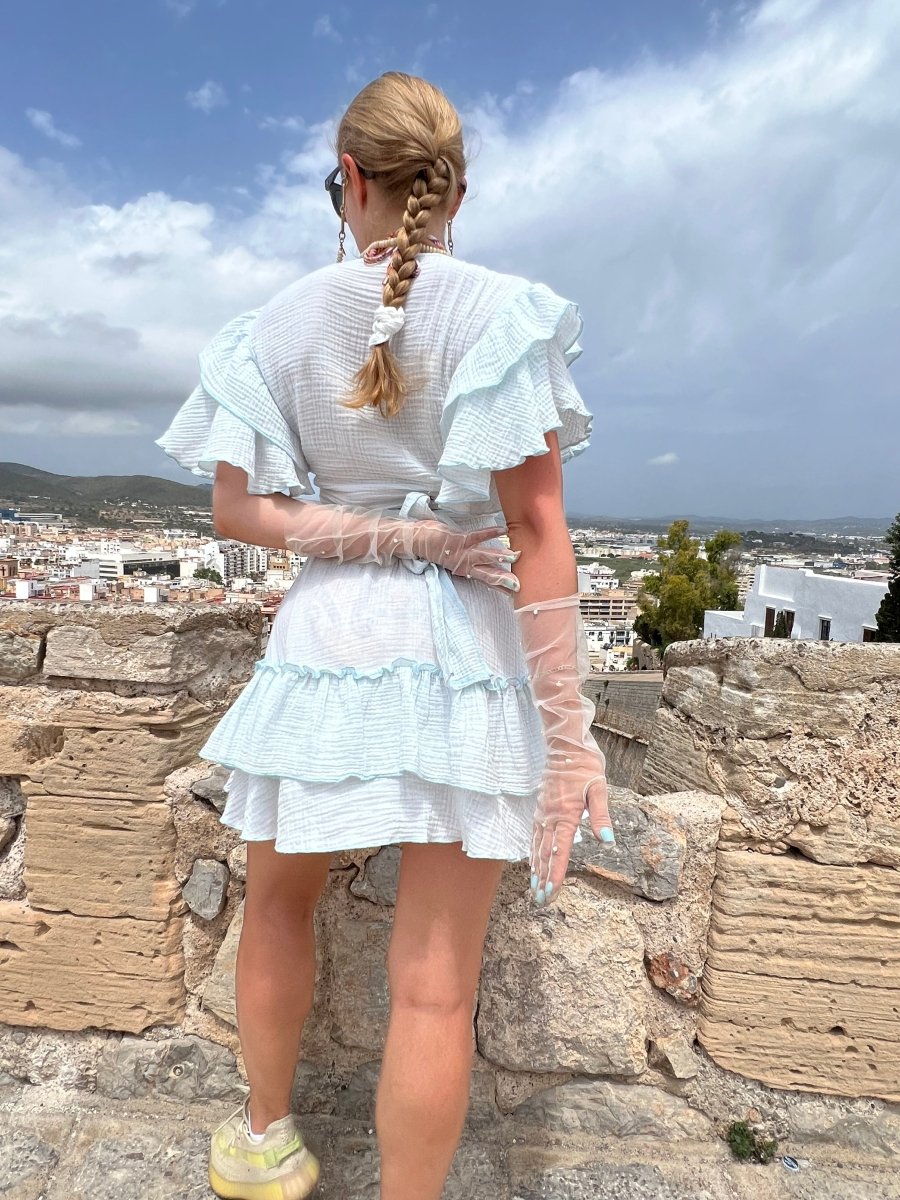 Long Gloves, “Pearls” in White - Stashe