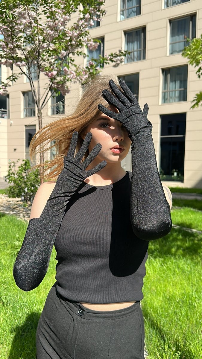 Long Opera Gloves in Black - Stashe