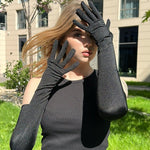 Long Opera Gloves in Black - Stashe