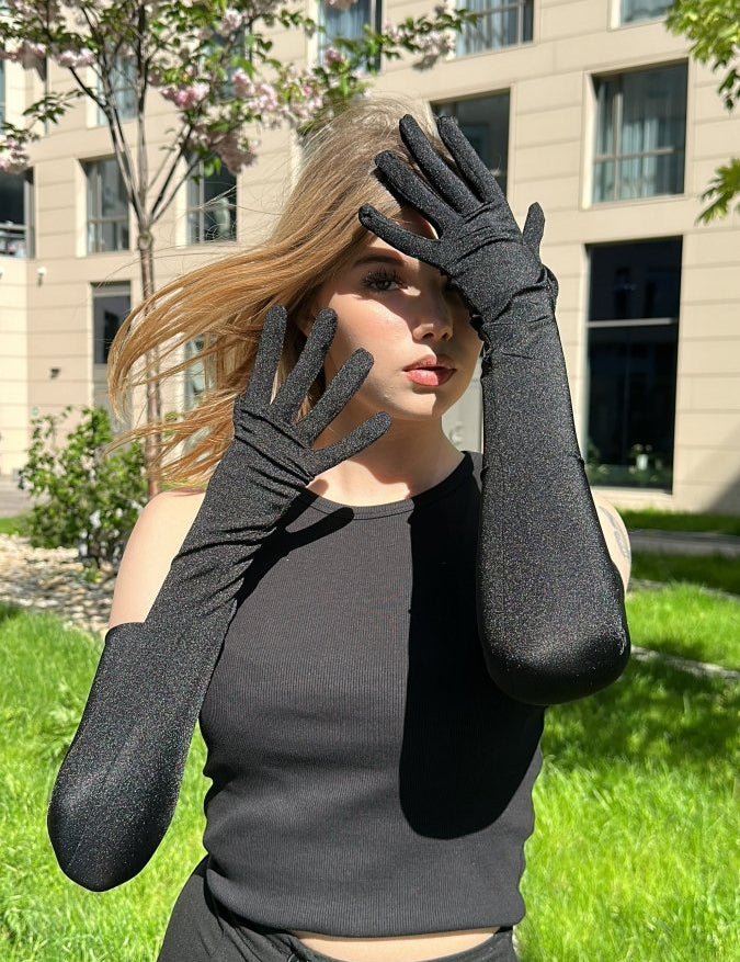 Long Opera Gloves in Black - Stashe