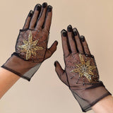 Short Gloves, "Stars” in Black