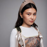 Pointed Tiara Headband with 2 Rings, Beige - Stashe