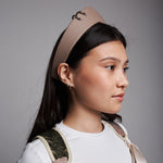 Pointed Tiara Headband with 2 Rings, Beige - Stashe