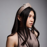 Pointed Tiara Headband with 2 Rings, Beige - Stashe