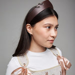 Pointed Tiara Headband with 2 Rings, Chocolate - Stashe