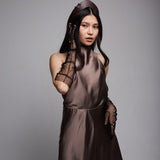 Pointed Tiara Headband with 2 Rings, Chocolate - Stashe