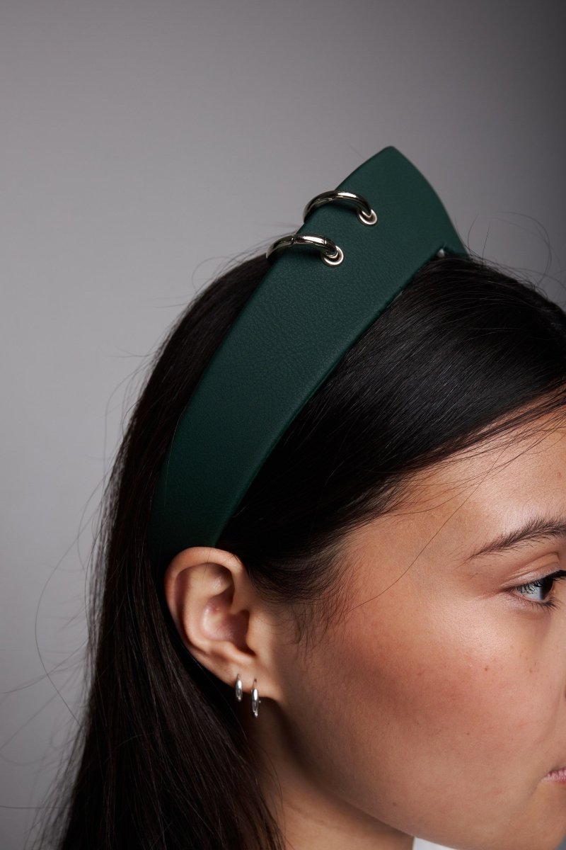 Pointed Tiara Headband with 2 Rings, Emerald - Stashe