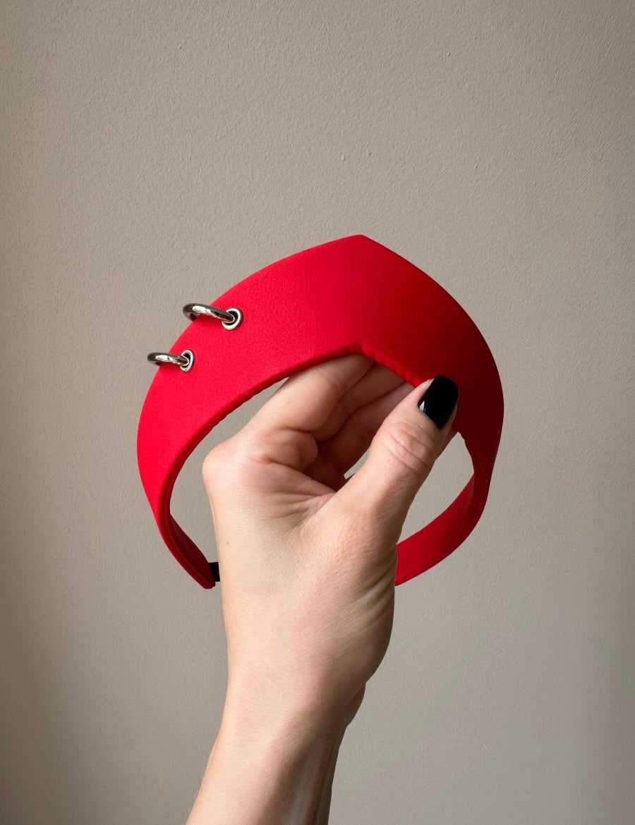 Pointed Tiara Headband with 2 Rings, Red - Stashe