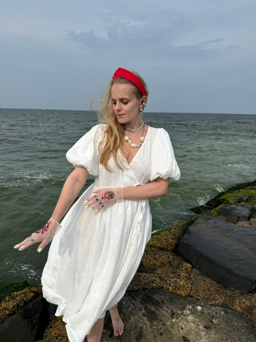 Pointed Tiara Headband with 2 Rings, Red - Stashe