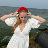Pointed Tiara Headband with 2 Rings, Red - Stashe