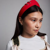 Pointed Tiara Headband with 2 Rings, Red - Stashe