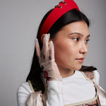Pointed Tiara Headband with 2 Rings, Red - Stashe
