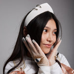 Pointed Tiara Headband with 2 Rings, White - Stashe