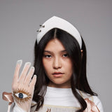 Pointed Tiara Headband with 2 Rings, White - Stashe