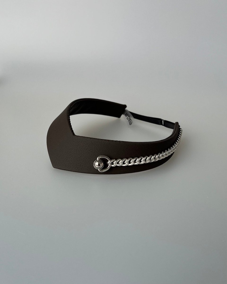 Pointed Tiara Headband with Massive Chain, Dark Chocolate - Stashe