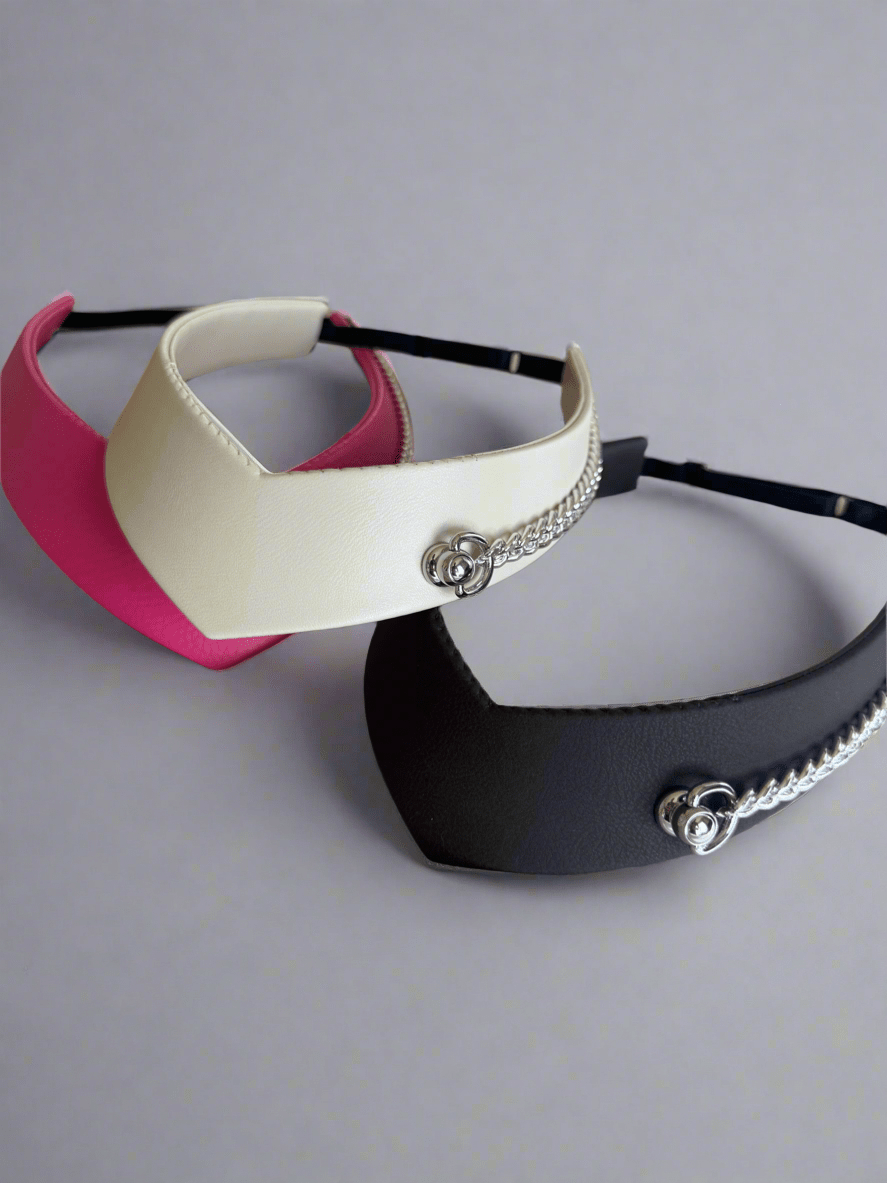 Pointed Tiara Headband with Massive Chain, Ivory - Stashe