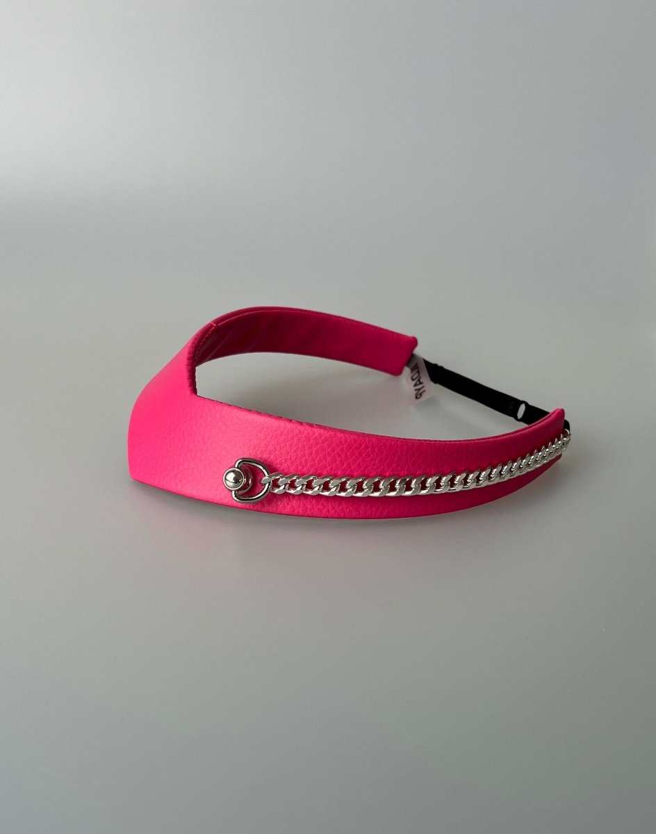 Pointed Tiara Headband with Massive Chain, Pink - Stashe