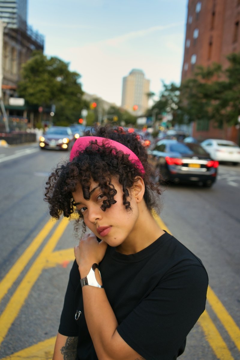 Pointed Tiara Headband with Massive Chain, Pink - Stashe