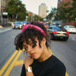Pointed Tiara Headband with Massive Chain, Pink - Stashe