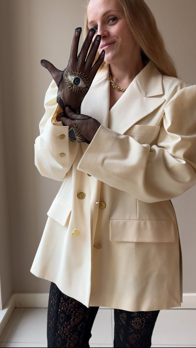Short Gloves, "Eyes” in Black - Stashe
