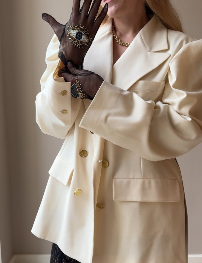 Short Gloves, "Eyes” in Black - Stashe