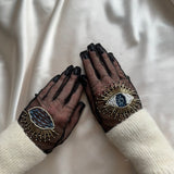 Short Gloves, "Eyes” in Black - Stashe