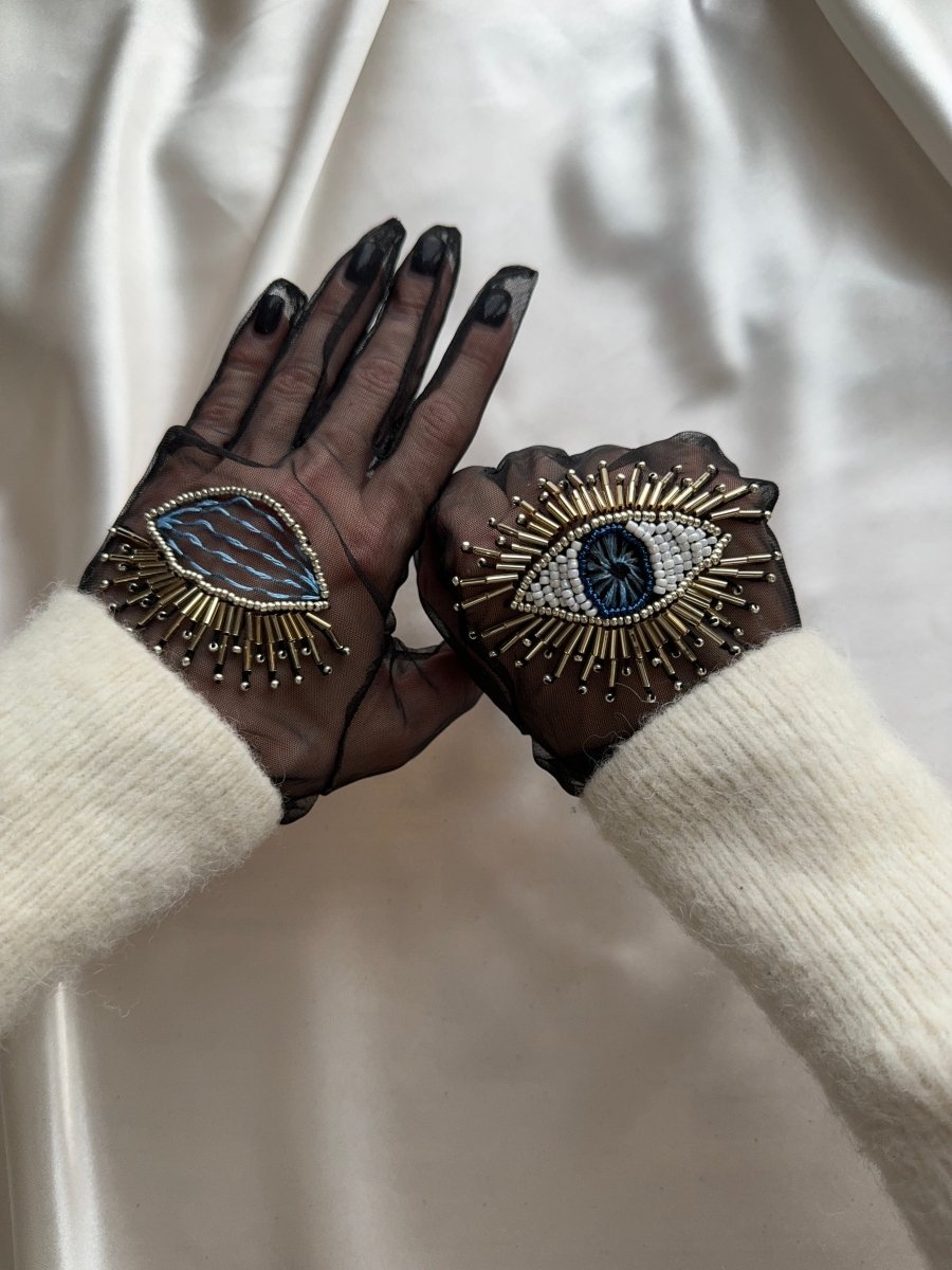 Short Gloves, "Eyes” in Black - Stashe