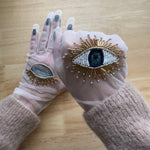Short Gloves, "Eyes” in White - Stashe