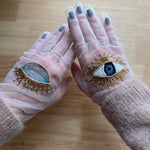Short Gloves, "Eyes” in White - Stashe