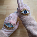 Short Gloves, "Eyes” in White - Stashe