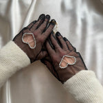 Short Gloves, "Heart" in Black - Stashe